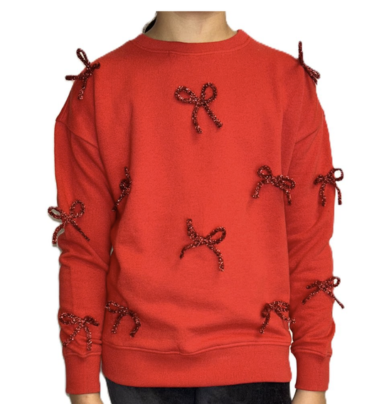 Paper Flower Bow Tinsel Sweatshirt