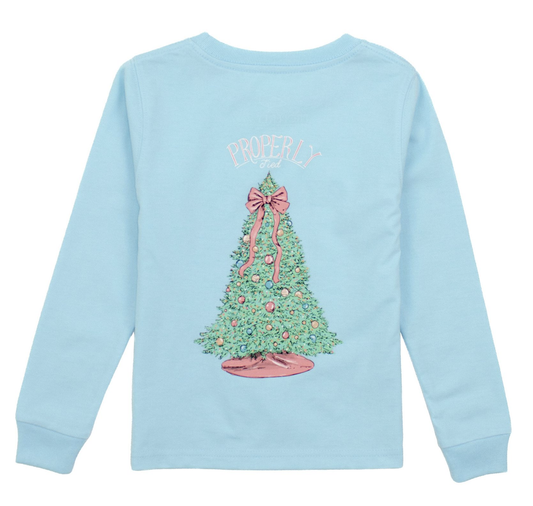 Properly Tied Girls Merry & Bright LS Tee Powder Blue