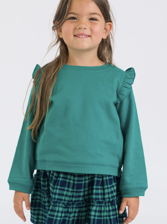 Ruffle Butts Emerald Green Flutter Sweatshirt