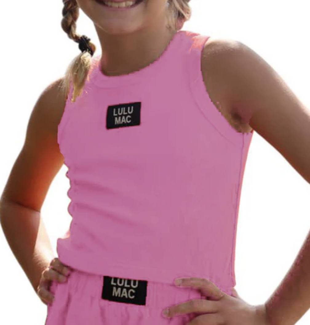 LULU MAC Bubble Gum Pink Youth Solid Tank