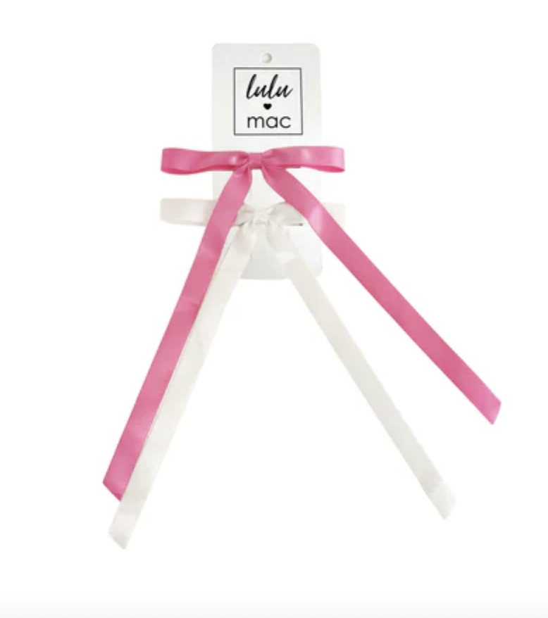 LULU MAC Satin Mini Double Bow Pink/White