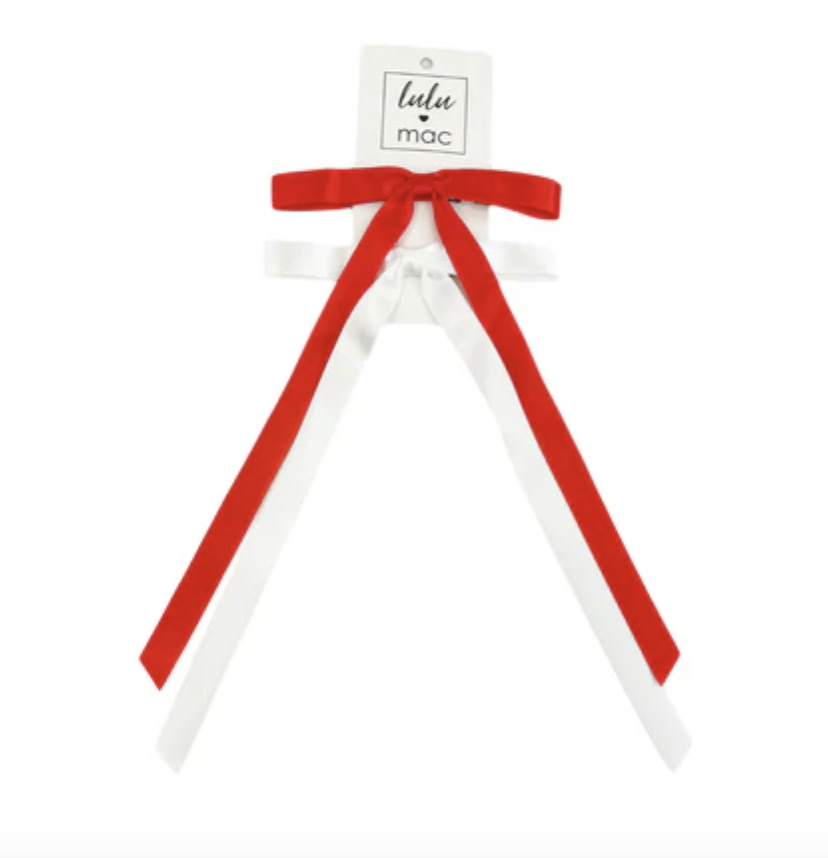 LULU MAC Satin Mini Double Bow Red/White