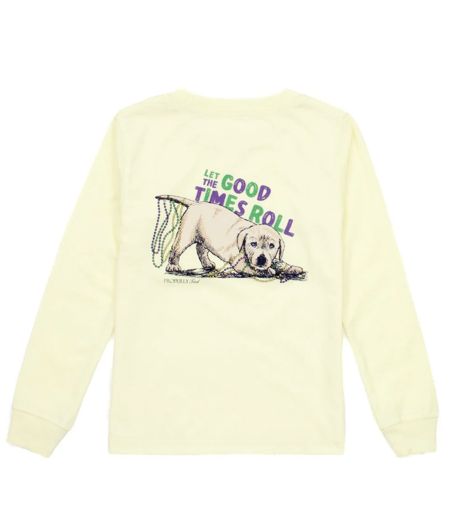 Properly Tied Pawdi Gras LS Light Yellow Tee