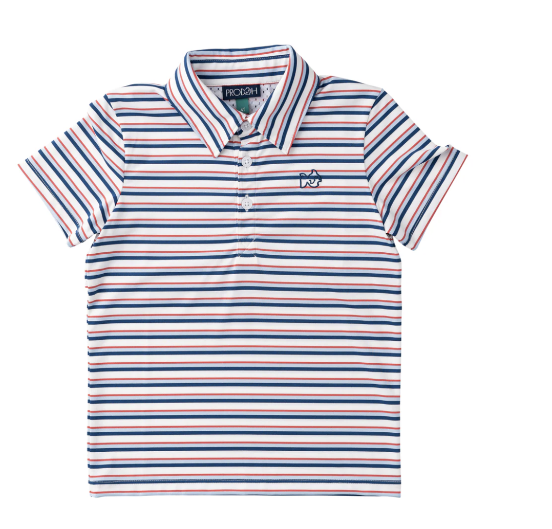 Prodoh Boys Short Sleeve Pro Performance Polo Independence Day Stripe
