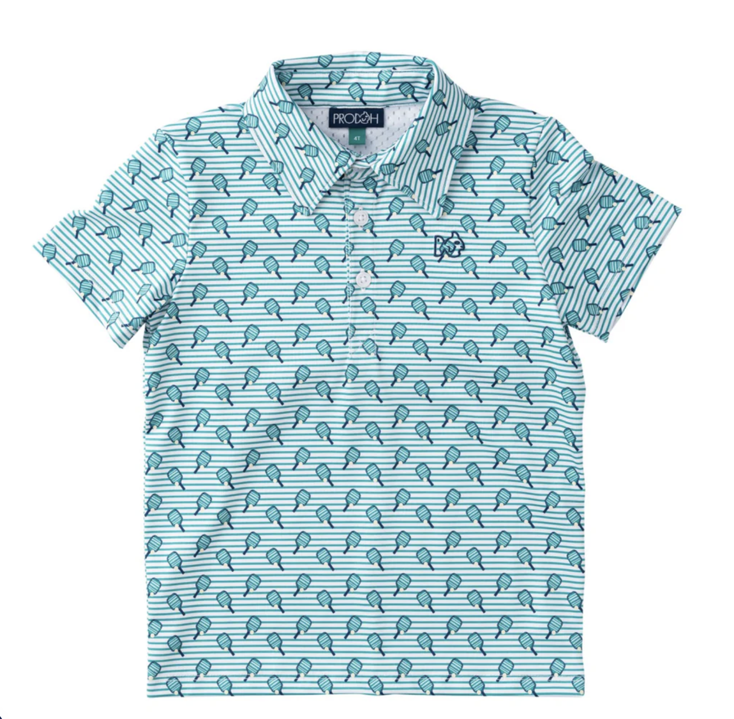 Prodoh Boys' Short Sleeve Pro Performance Polo - Marine Green Pickleball Print