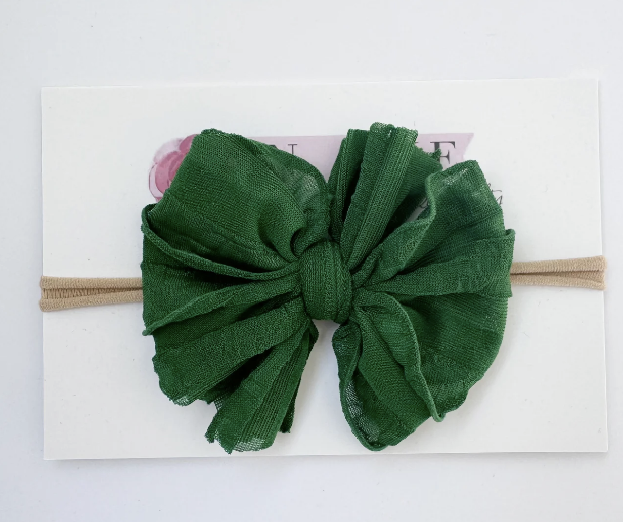 In Awe Skinny Mini Ruffled Headband- Green
