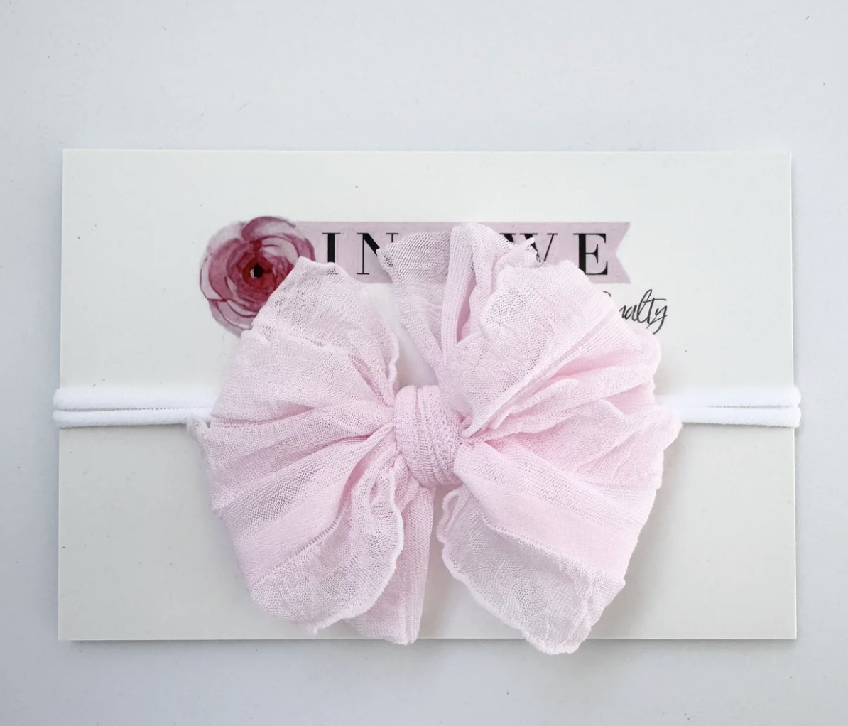 In Awe Skinny Mini Ruffled Headband- Perfect Pink