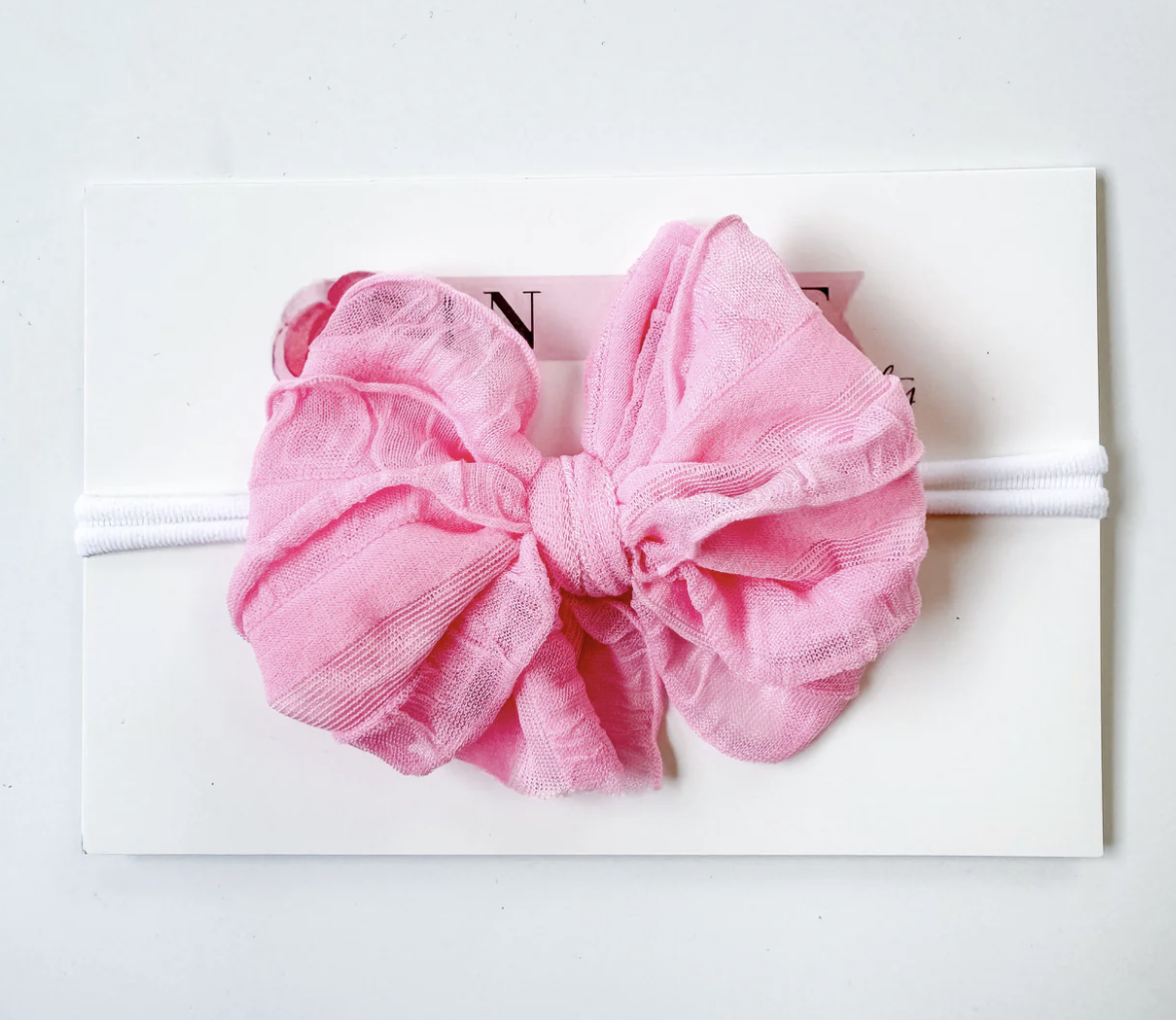 In Awe Skinny Mini Ruffled Headband- Bubblegum