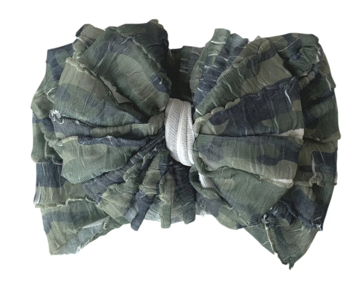 In Awe Ruffled Headband- Camo
