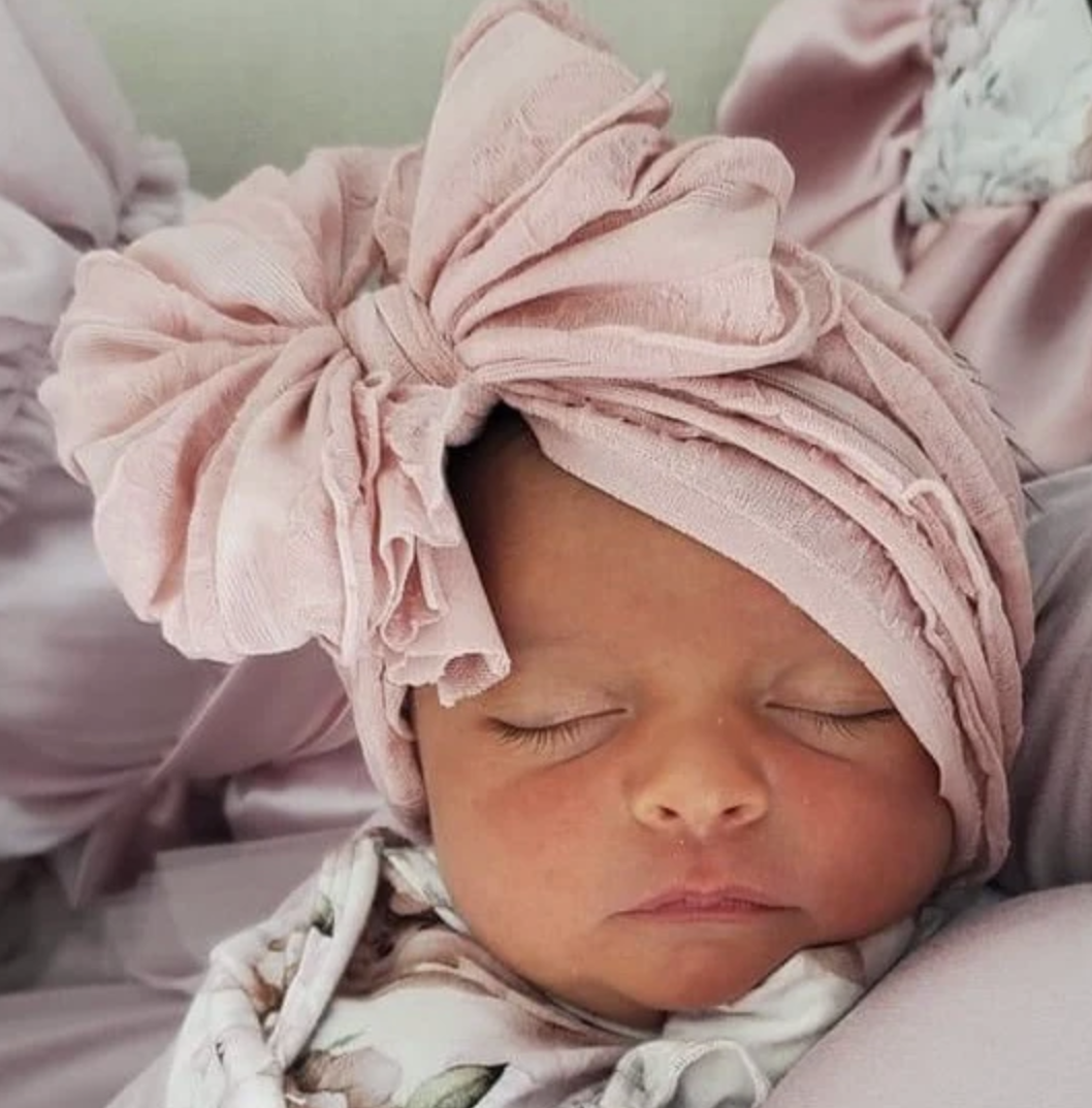 In Awe Ruffled Headband- Paris Pink