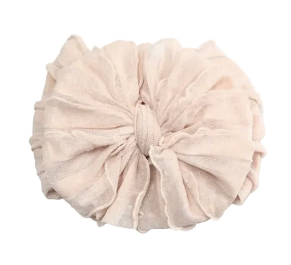 In Awe Ruffled Headband- Peachy Keen