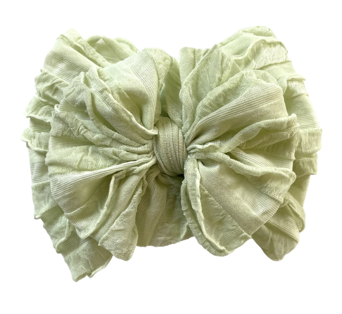 In Awe Ruffled Headband- Honeydew