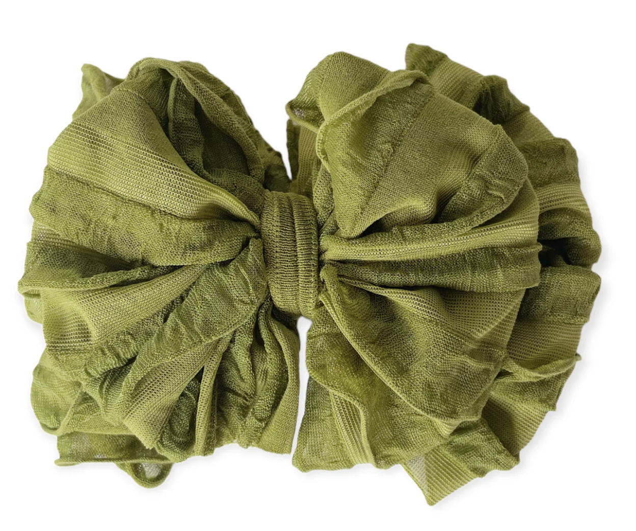 In Awe Ruffled Headband- Olive