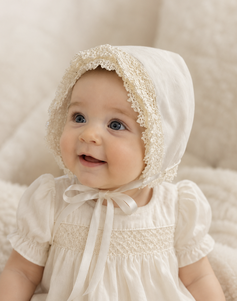 Marion's Child Linen Heirloom Bonnet (0/3M)