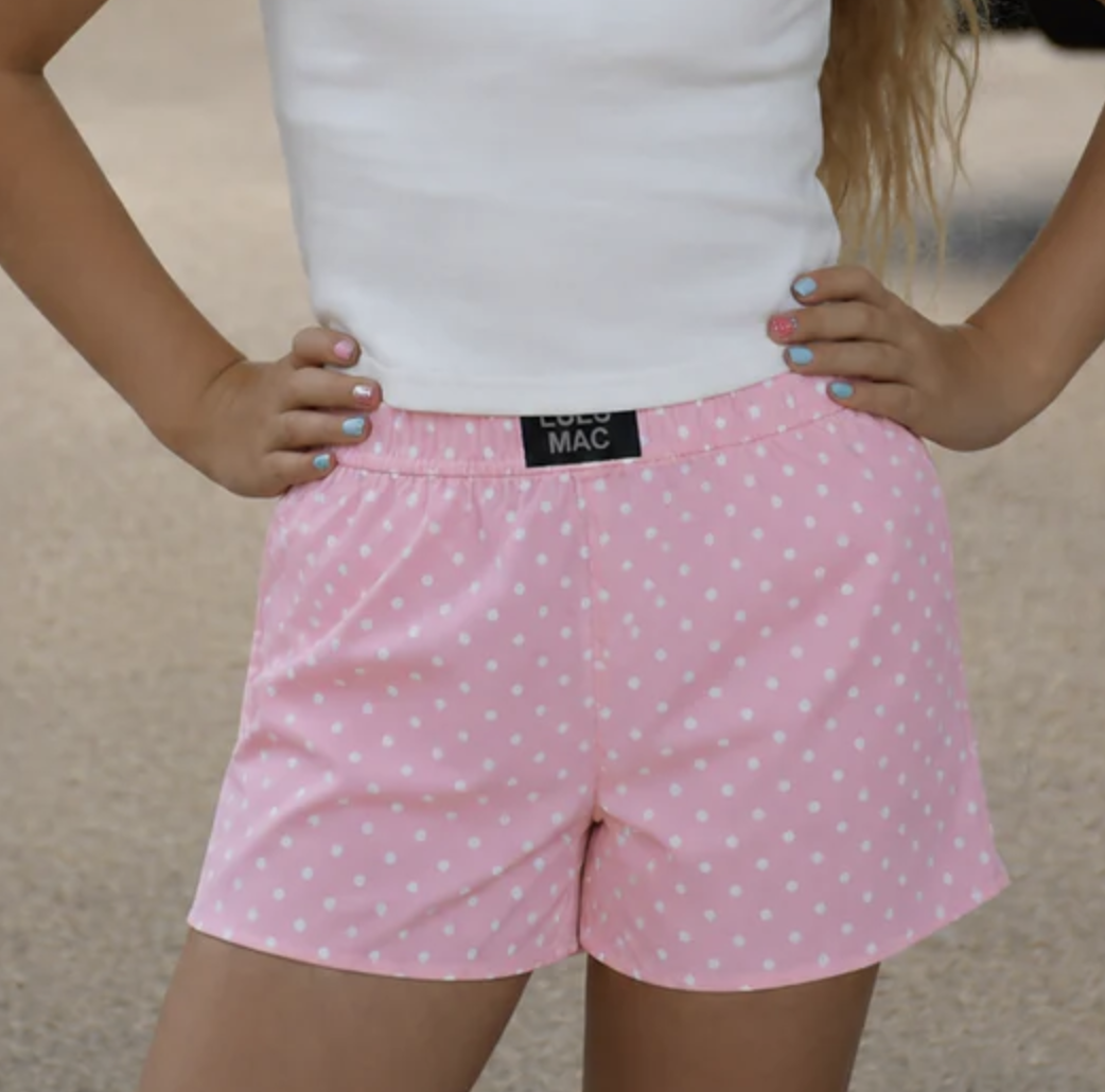 Lulu Mac Light Pink Mini Polka Dot Youth Shorts