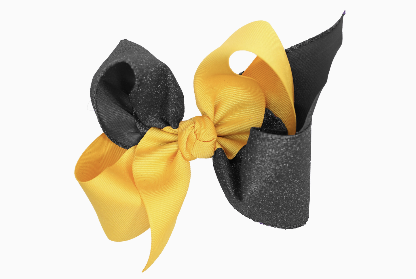Collegiate Glitter & Grosgrain Crisscross Bow Yellow Gold 5.5"