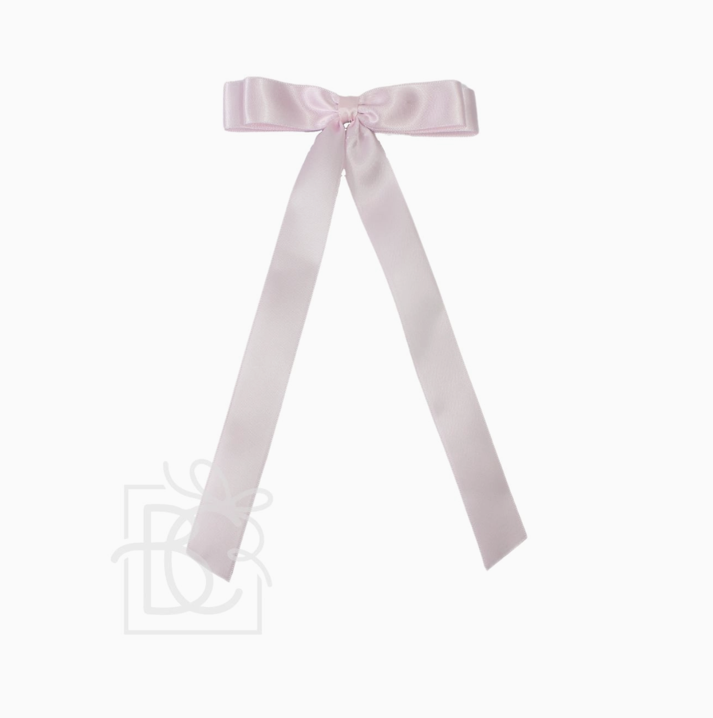 7/8" Satin Layered Tail Bow On Alligator Clip Powder Pink