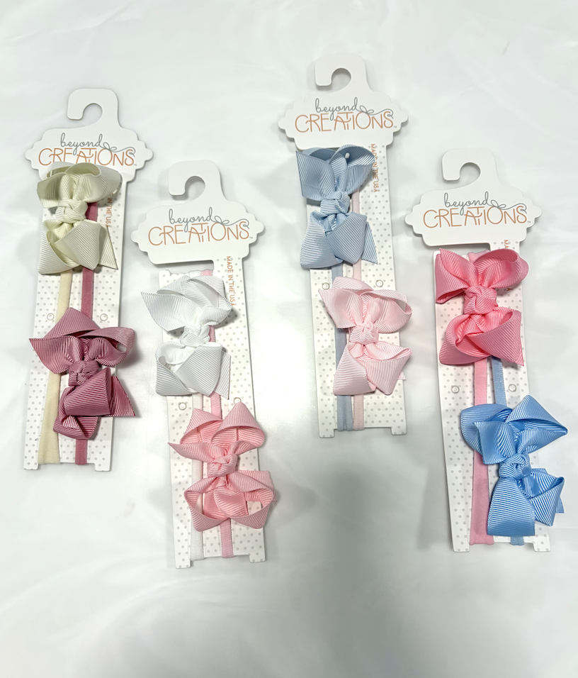 1/4" Pantyhose Headband w/ Small Bow (2 Pack)