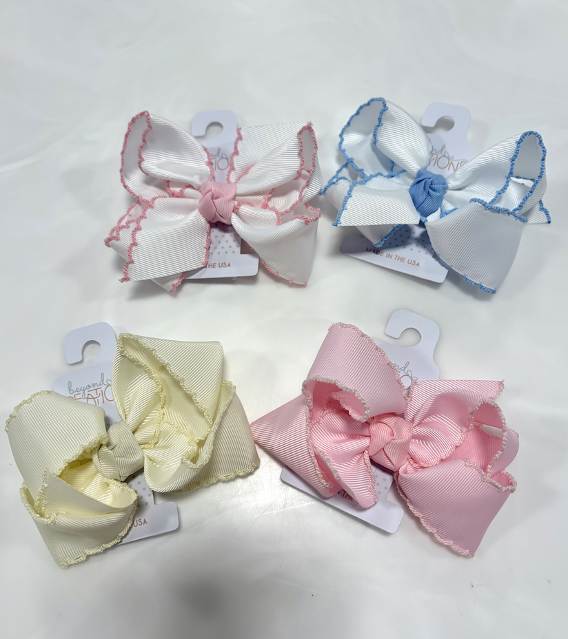 Large Crochet Edge Bow on Clip