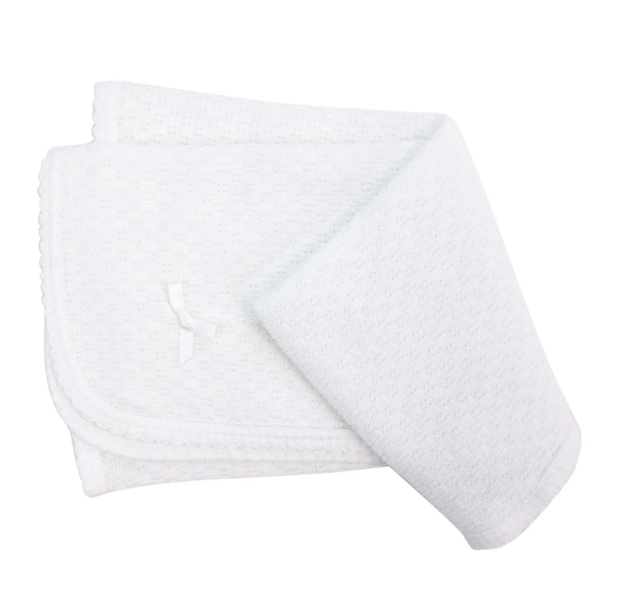 Paty Knit Swaddle Blanket White