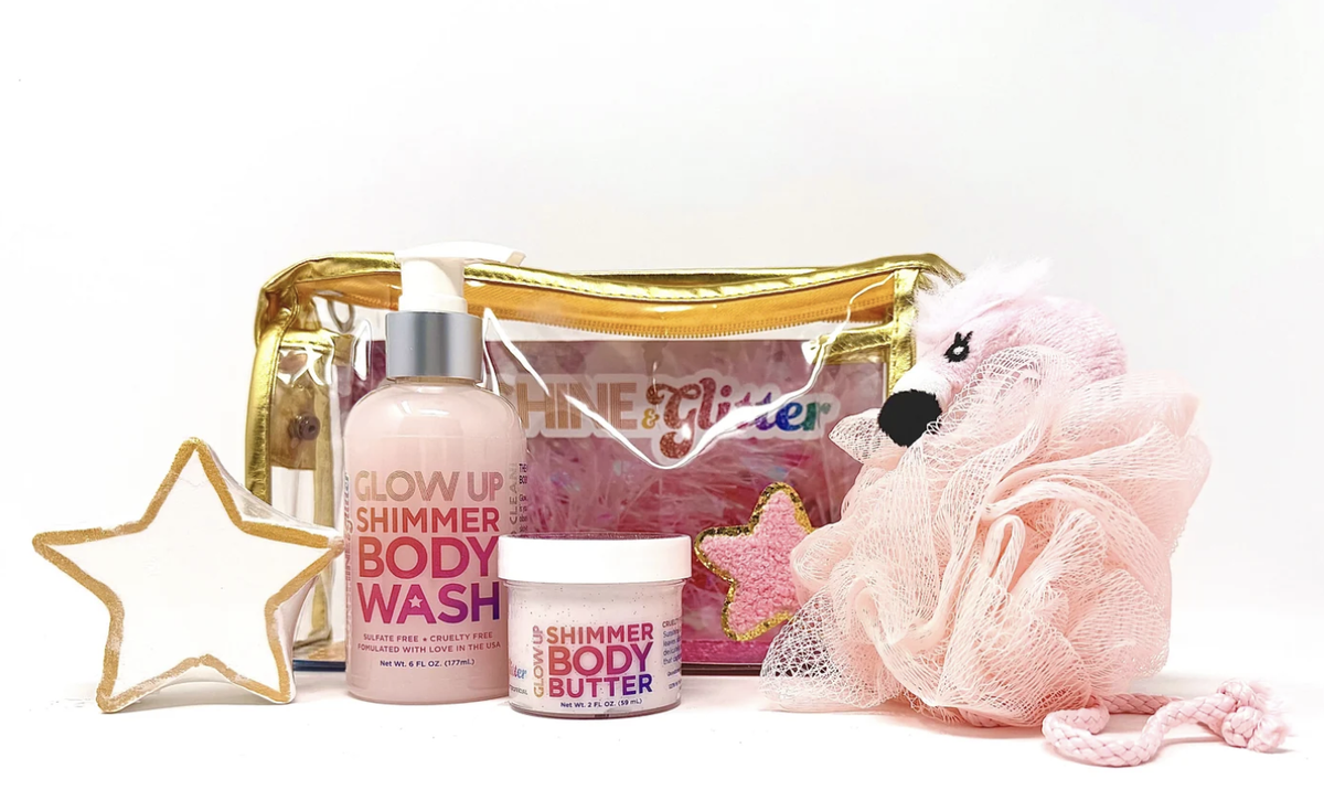 Flamingo Glow Holiday Shimmer Bath & Body Gift Set