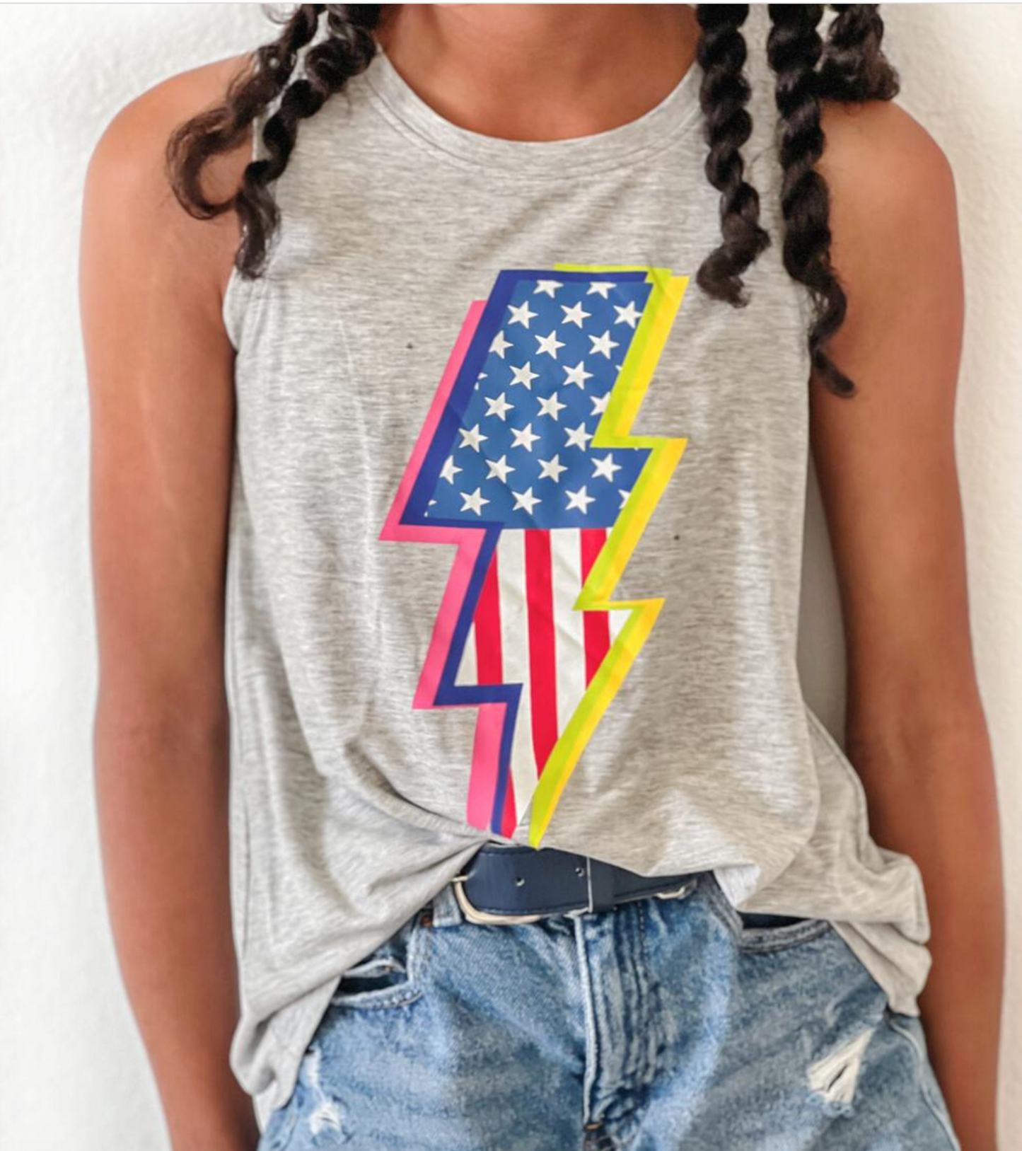 American Flag Lighting Bolt Tank