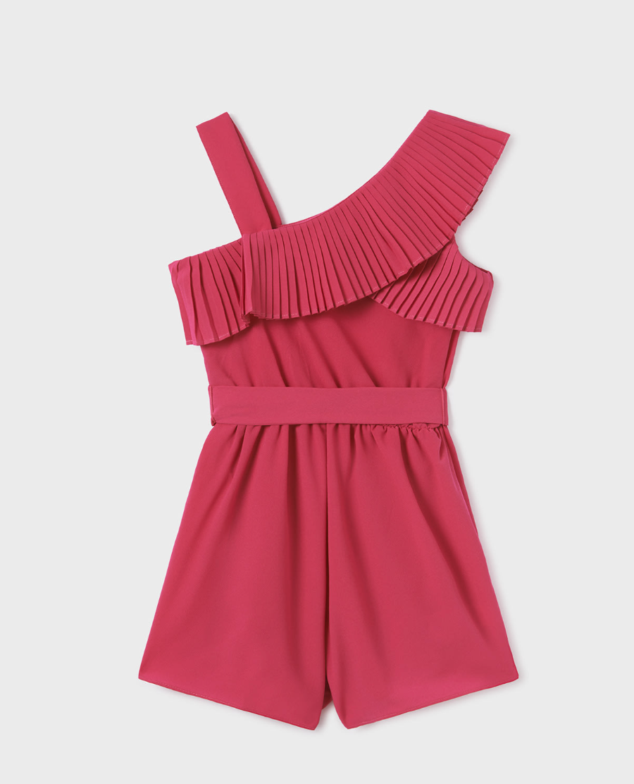 Pink Asymmetrical Crepe Romper
