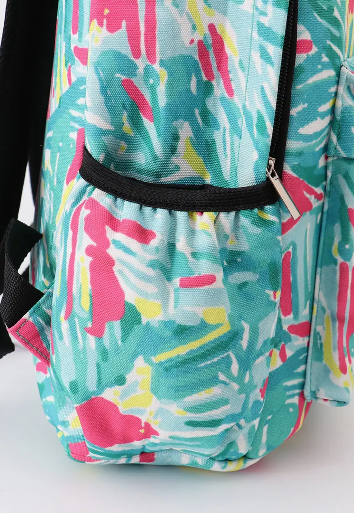 Green Lily Print Backpack