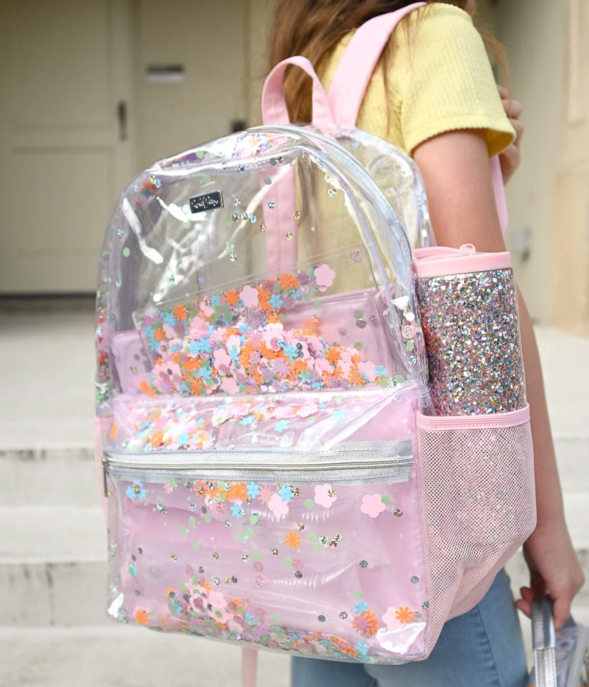 Flower Shop Confetti Clear Backpack Medium