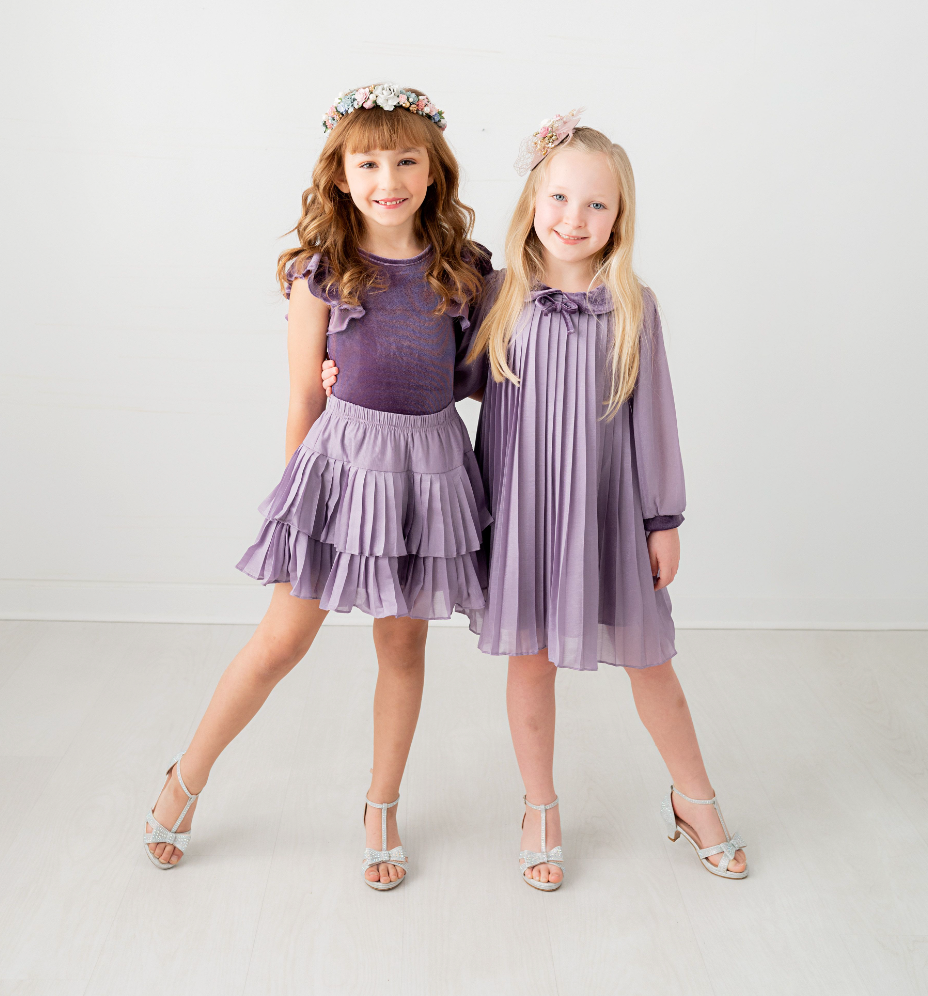 Evie's Closet Royal Purple Pleated Dress