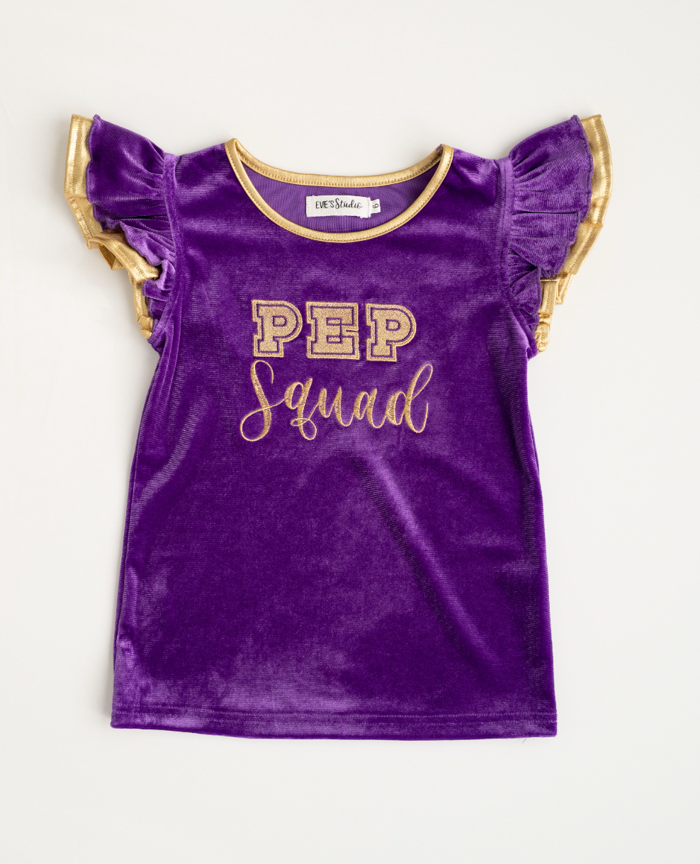 Evie's Closet Purple Velvet Pep Squad Shirt