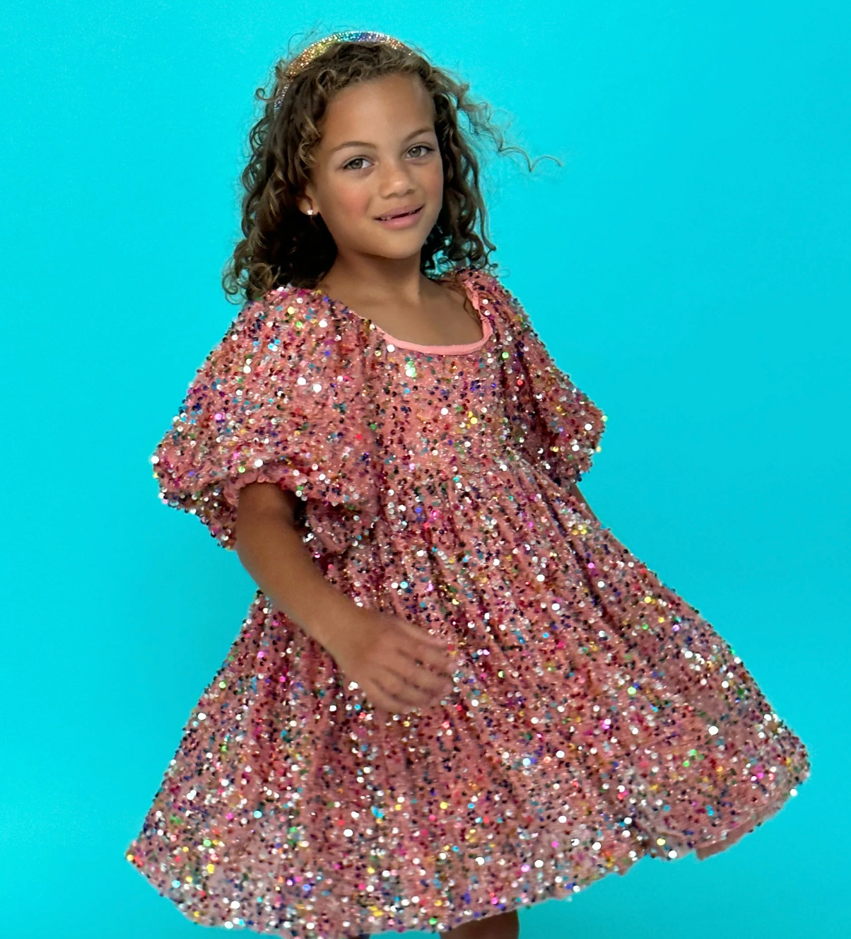 LB Strawberry Birthday Cake Sequin Dress