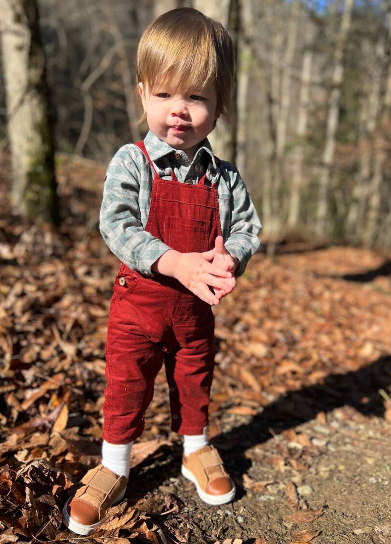 Jasper Woven Onesie Sage/Grey Plaid