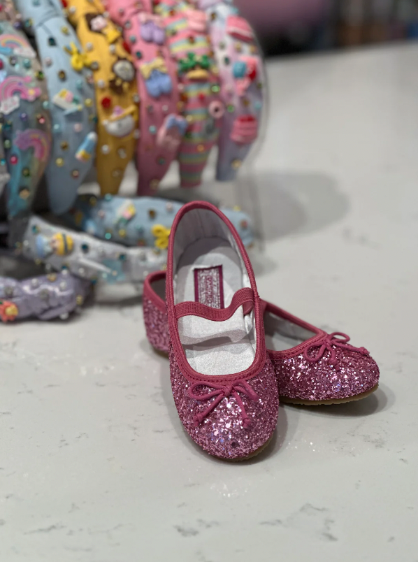 Victoria Sparkle Glitter Fuschia Flat