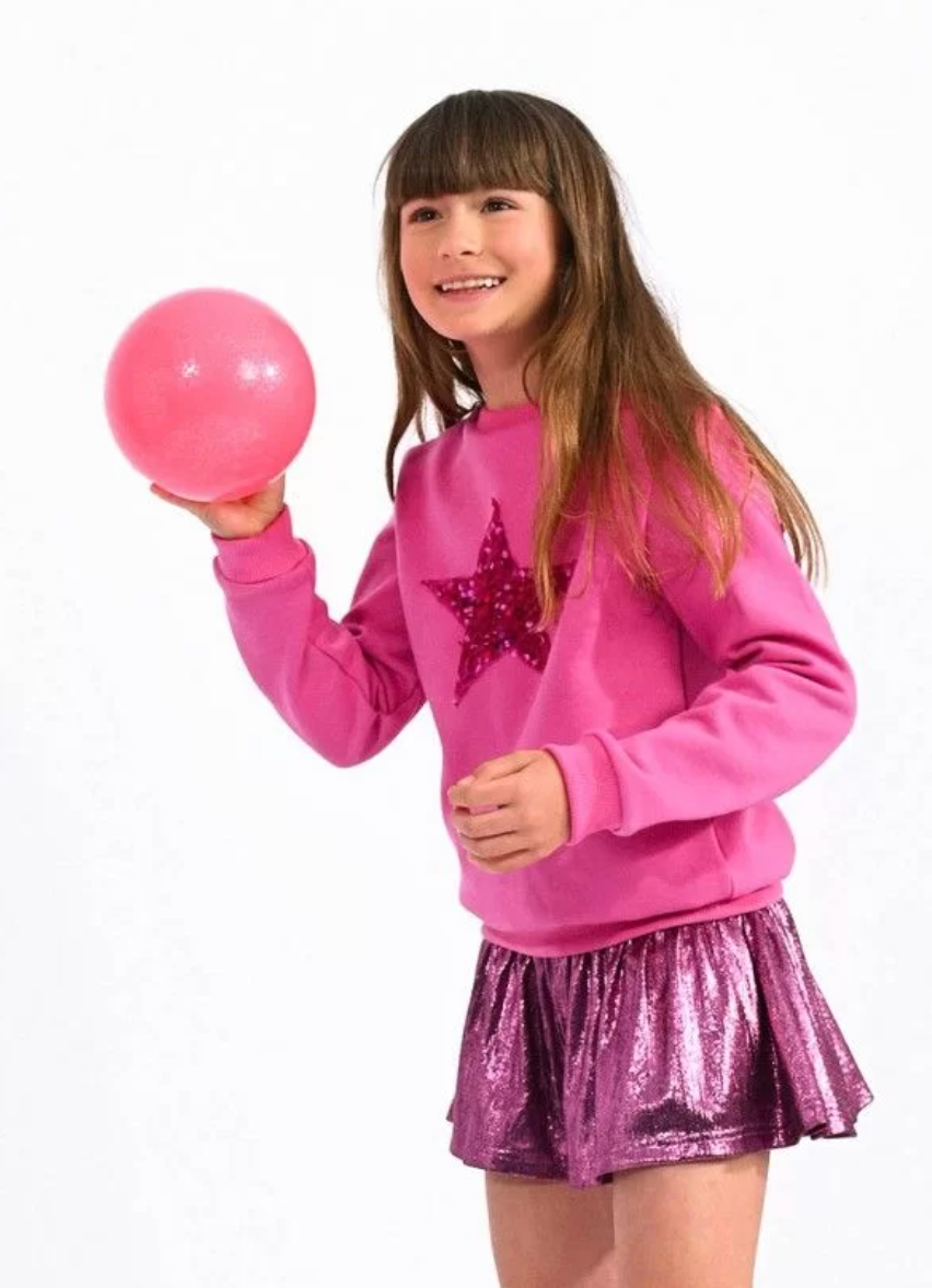 Fushia Boyfriend Sweatshirt w/Sequin Star