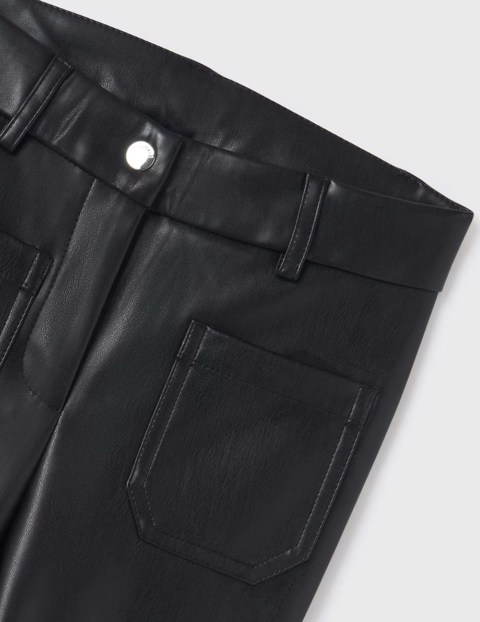 Girls Black Pleather Flare Pant