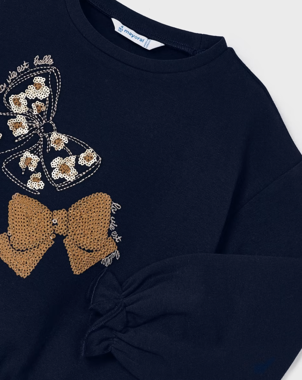 Navy Bow Sequin Tee