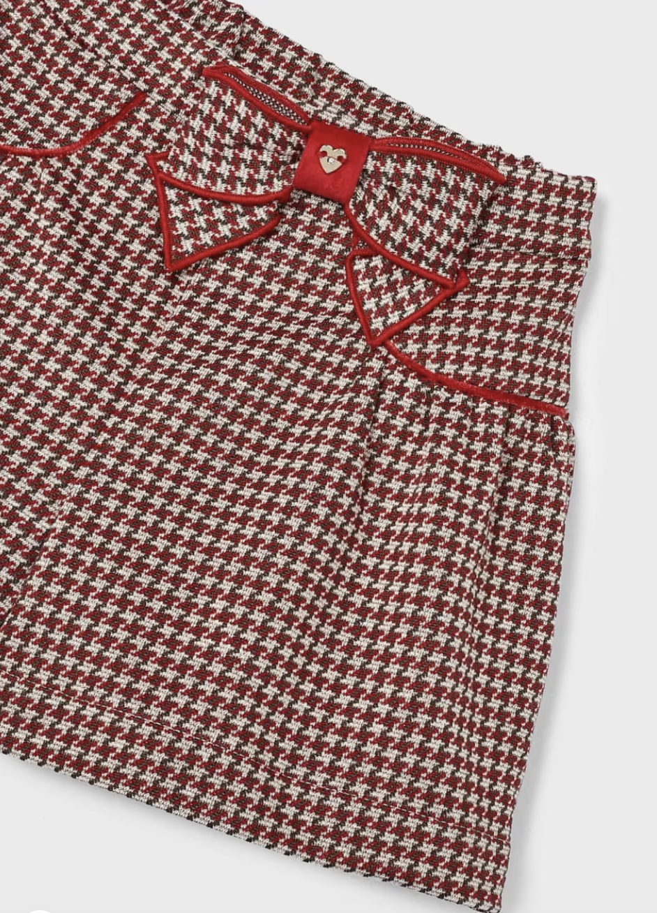 Red Bow Jacquard Knit Skort