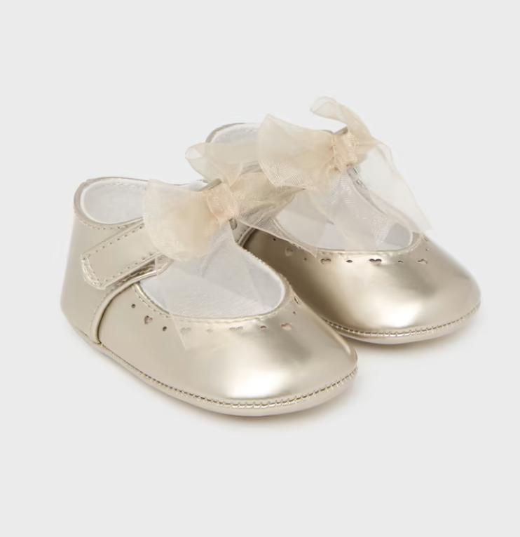 Gold Bow Mary Jane Flats