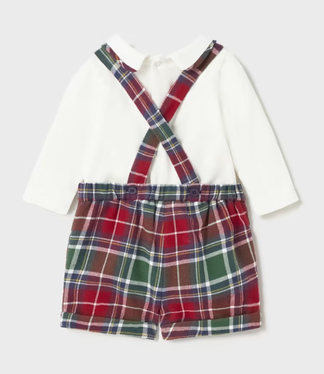 Plaid Suspenders 2-piece Set