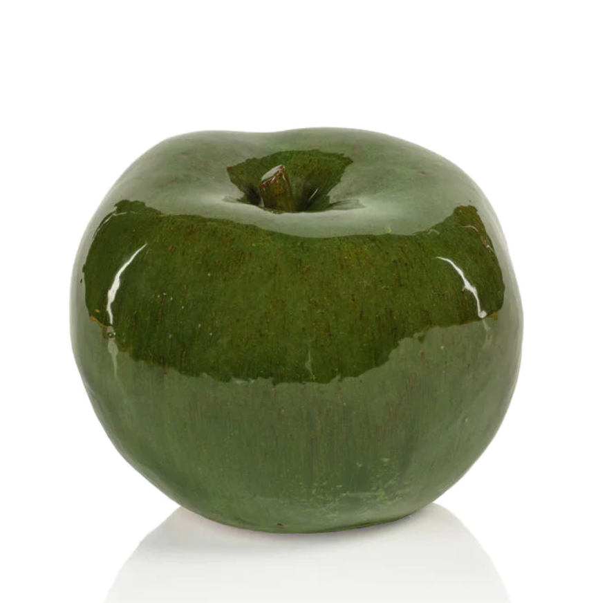 Normandy Green Glazed Stoneware Decorative Apple