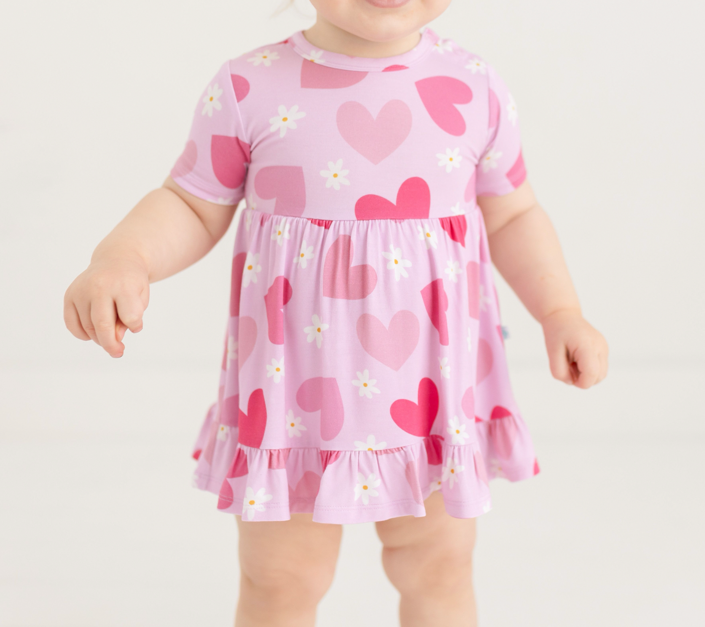 Posh Peanut Daisy Love Short Sleeve Ruffled Bodysuit Dress