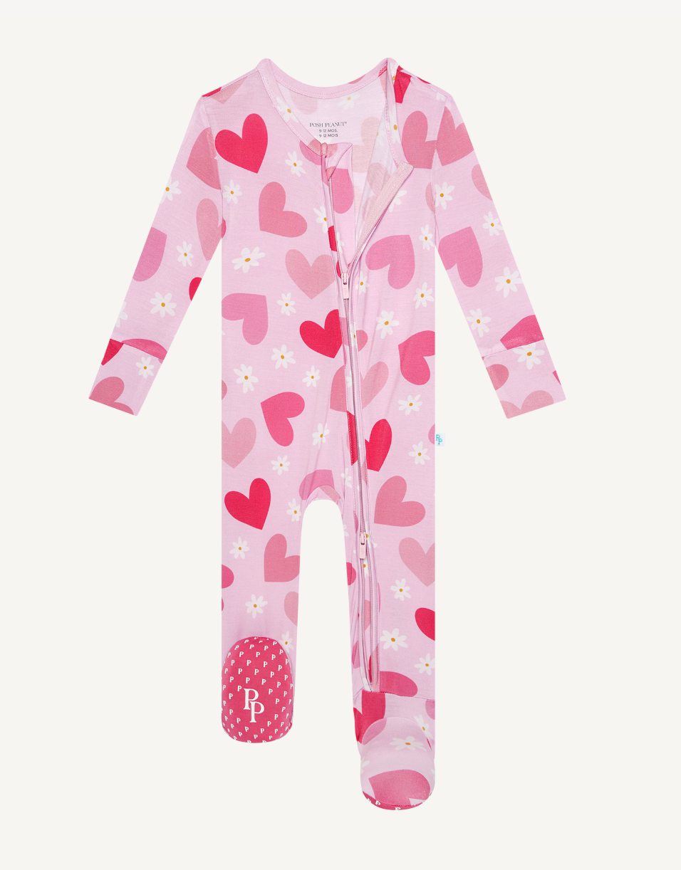 Posh Peanut Daisy Love Footie Zippered One Piece
