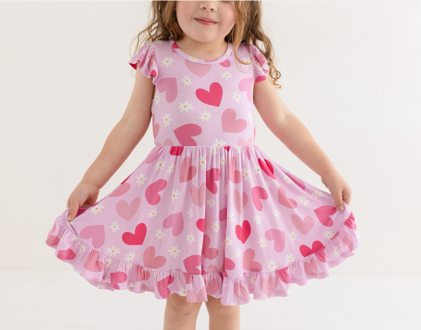 Posh Peanut Daisy Love Cap Sleeve Ruffled Twirl Dress