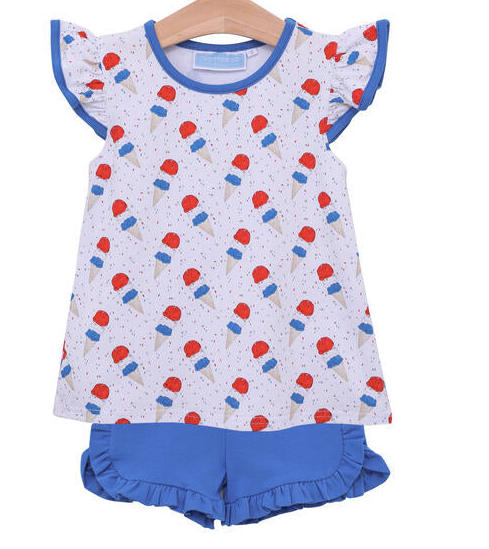 TSK Patriotic Ice Cream Flutter Short Set