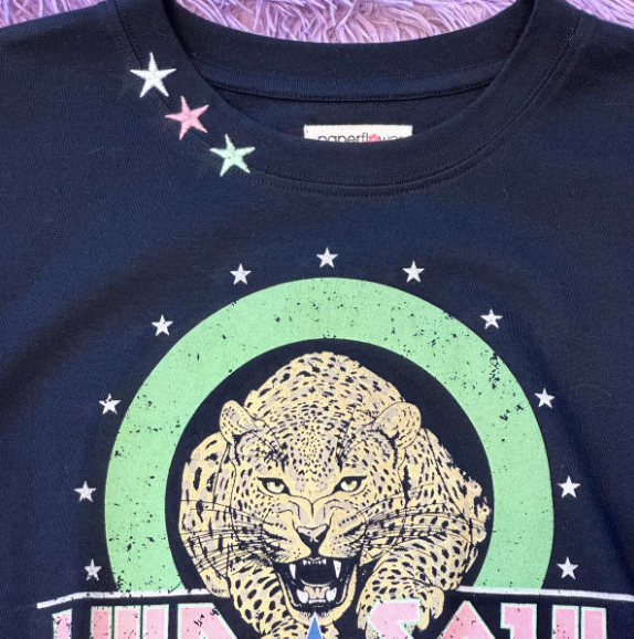 Wild Soul Leopard Embroidery Star Tee