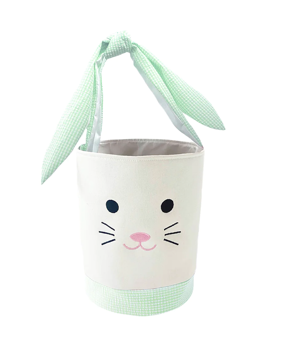 Canvas Seersucker Easter Bunny Basket