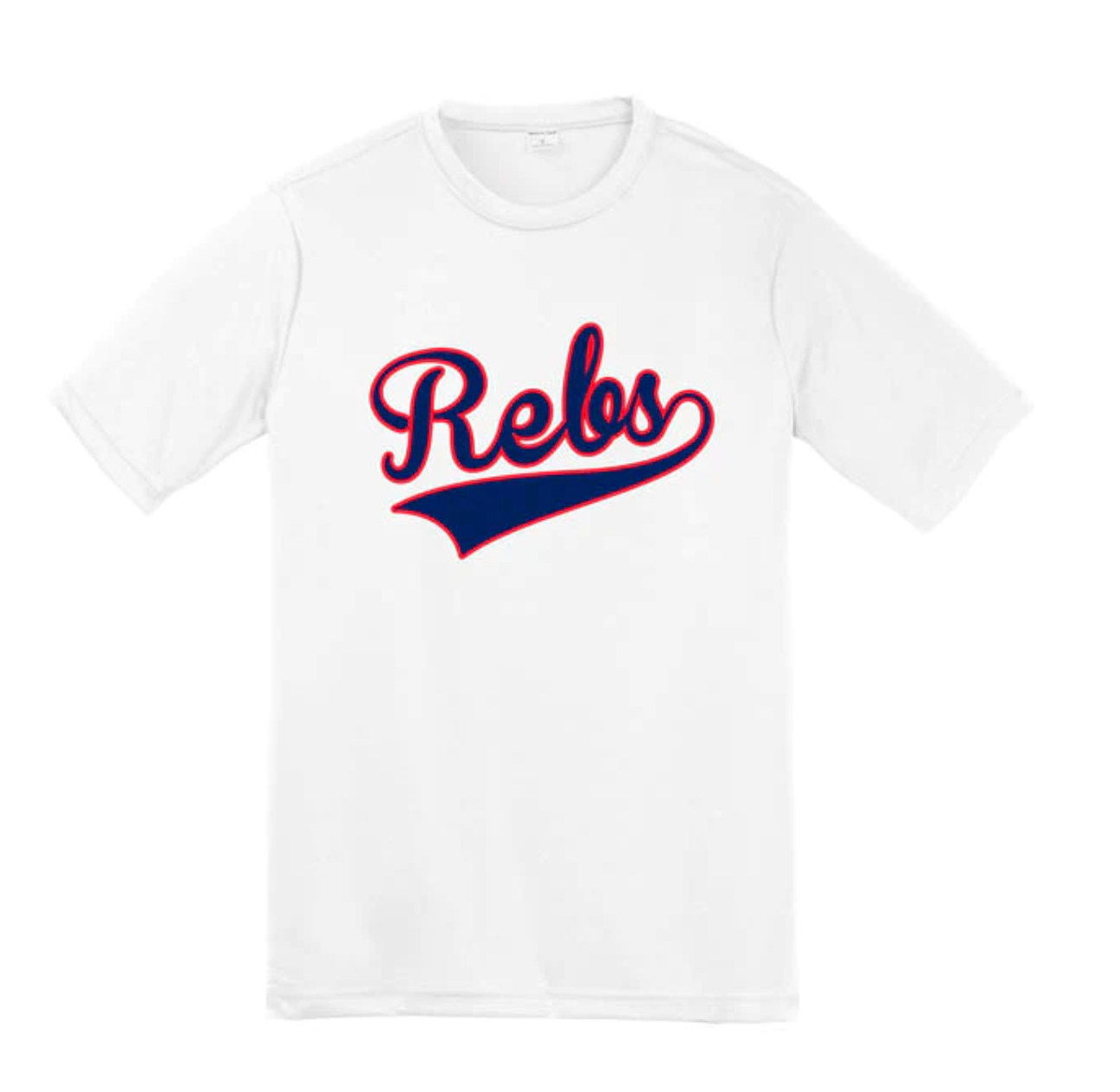 Rebs White DriFit Baseball Tee