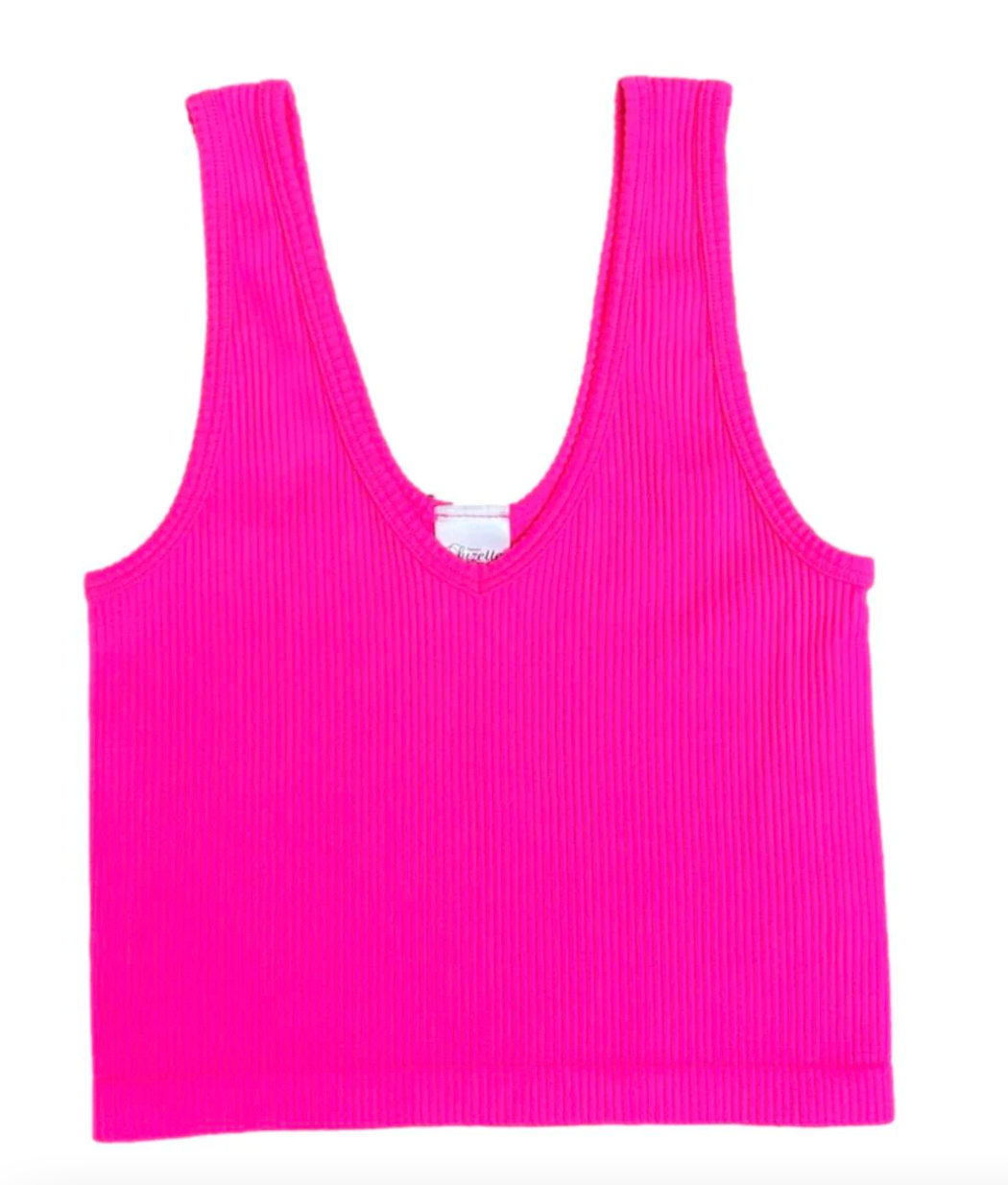 Neon Pink Ribbed Cropped Tank-OS(7/14)