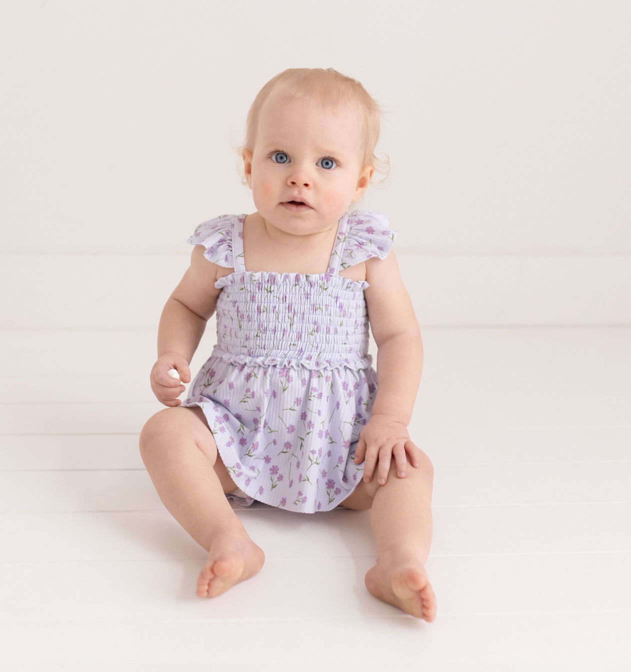 Posh Peanut Jeanette Smocked Flutter Sleeve Babydoll Bloomer Set